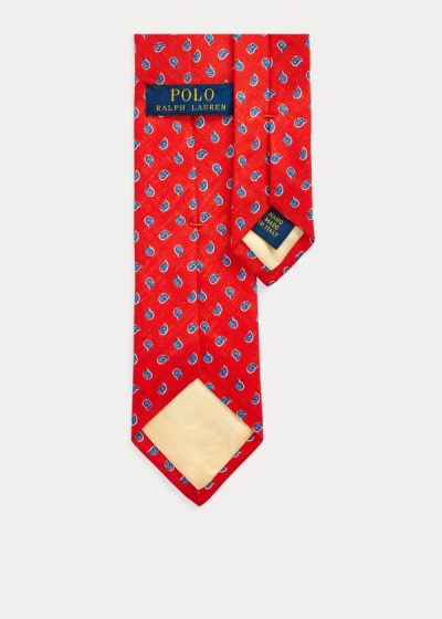 Corbatas Polo Ralph Lauren Hombre Rojos - Pine-Print Linen Narrow - TQBPU1048